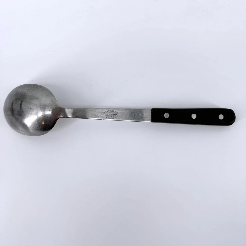 Revere Ware Serving Spoon Unisex OS Silver Black Stainless Steel Triple Rivet
